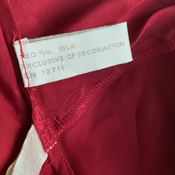 VALERIE STEVENS RED SILK BLACK LACE ELEGANT LINGERIE GOWN ROMANTIC LOUNGE L - Picture 9 of 10